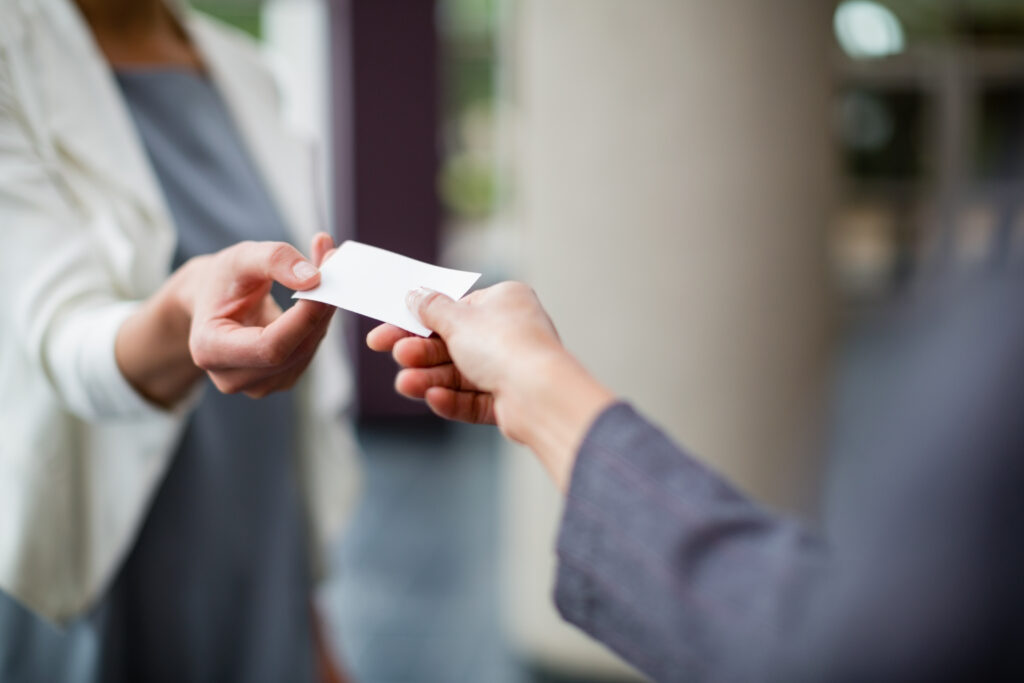 Exchanging business cards