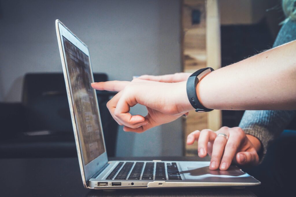 People working together on laptop