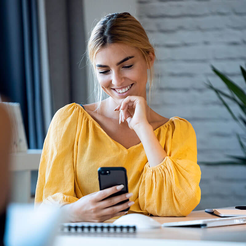 Business woman performing seller texting